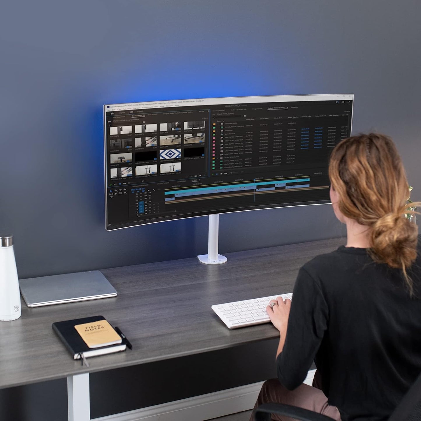 VIVO Heavy Duty Desk Mount for 13-38 Inch LCD Monitors - Supports Ultrawide Screens, White | STAND-V001CW