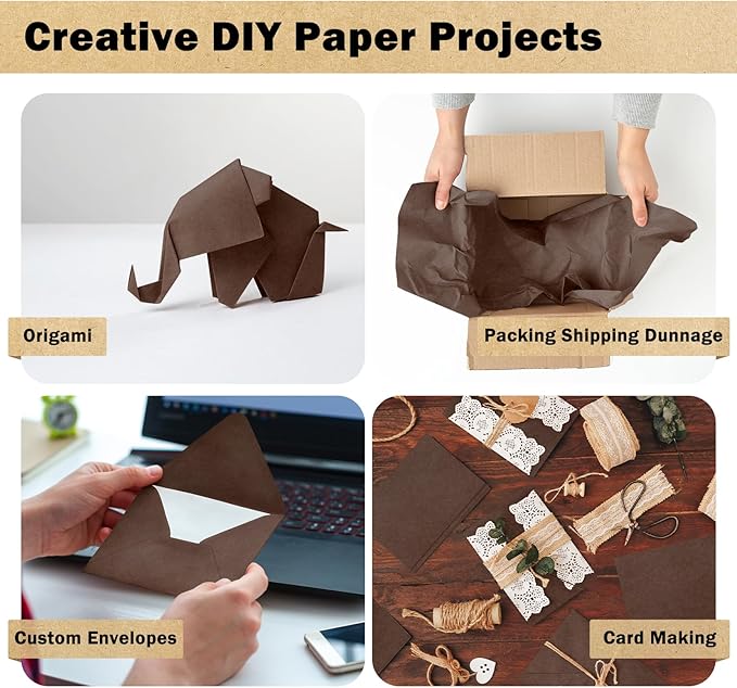 RUSPEPA Chocolate Brown Kraft Wrapping Paper Roll, 17.5"x 393"(32.8'), Recyclable Brown Art Gift Wrap Paper for Gift Wrapping, Table Covering, Kid Craft Supplies, Bouquet Flower, Bulletin Board, 80GSM