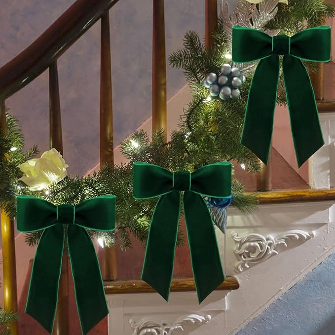 10 Yards Green Velvet Ribbon 1 1/2 Inch for Christmas Tree,Dark Greens Velvet Christmas Ribbon for Gift Wrapping Crafts Bow Wreath Holiday Decorations (Dark Green)
