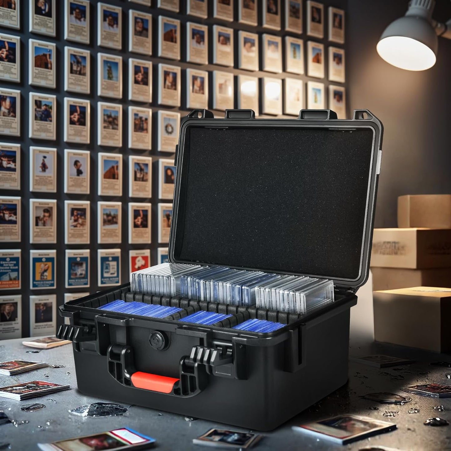Skiennix Sports Card Storage Box - Waterproof Hard Case with 6 Dividers for 300+ PSA Graded Cards