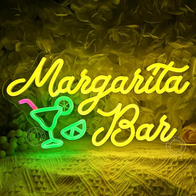 SYLHOME Margarita Bar Led Neon Light Sign Home Bar Pub Man Cave Kitchen Restaurant Wall Sign Decor Wedding Birthday Party Backdrop 15.75" X 8.26" USB