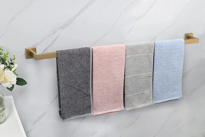 TocTen Bath Towel Rack - Square Base Thicken SUS304 Stainless Steel Towel Bar for Bathroom, Bathroom Accessories Towel Rod Heavy Duty Wall Mounted Towel Holder. (Brushed Nickel, 36)