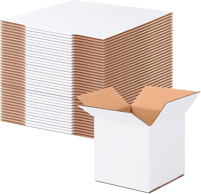 5x5x5 Small Shipping Boxes Set of 40, White Corrugated Cardboard Box for Small Business for Mailing Packaging Gifts