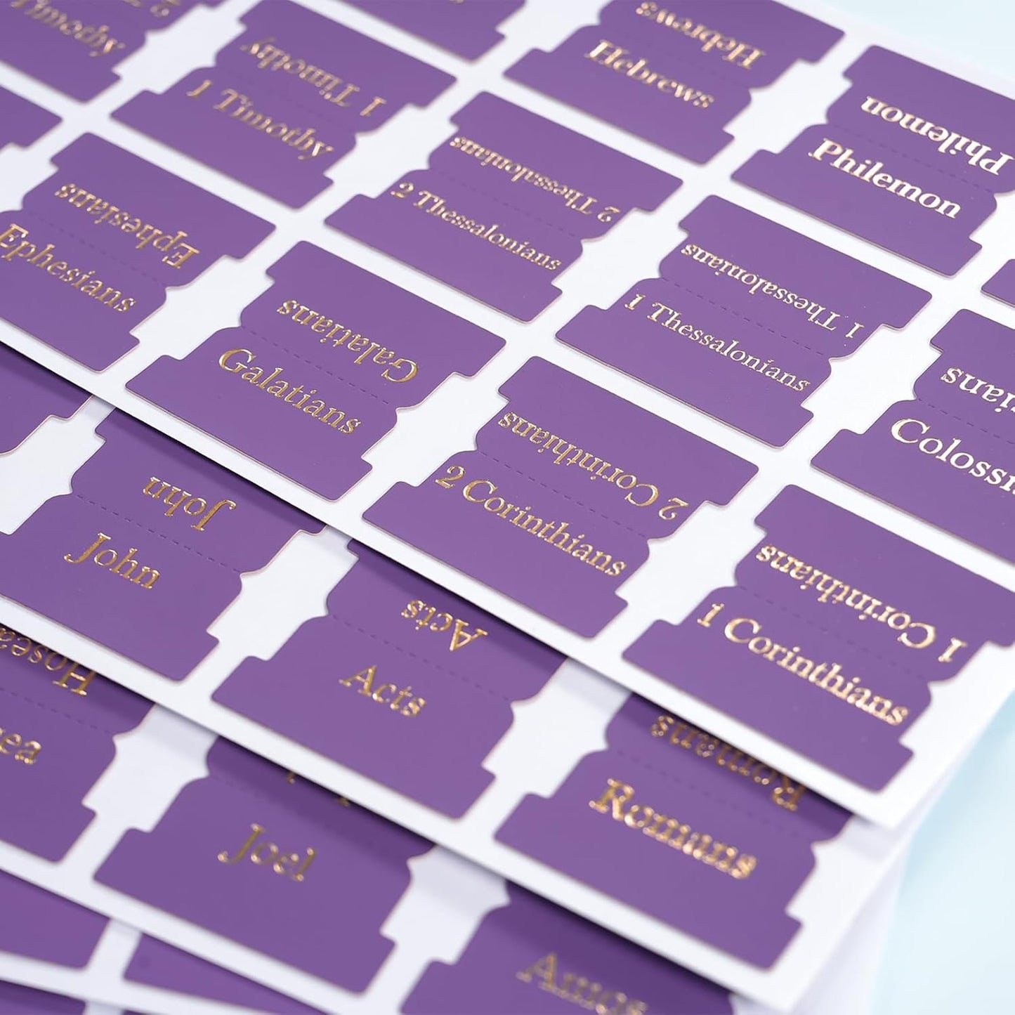 XKDOUS Bible Tabs - Purple Leather with Gold Accents | 66 Tabs for Old & New Testament + 9 Blank Tabs