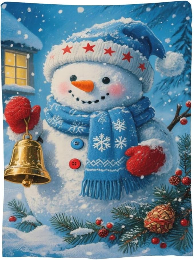 Snowman Blanket Christmas Throw Blanket Winter Snow Soft Cozy Fleece Fuzzy Stuffed Plush Flannel Gifts for Girls Women Boys Kids Adults 40''x50''