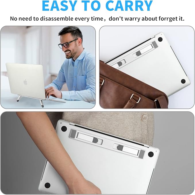 Riser for Desk,Pop up Laptop Stand,Adjustable Height Self-Adhesive Portable Laptop Stand with Feet, Extend Leg,Foldable Computer Stand for 10”-17” Models MacBook Air, Keyboard etc.