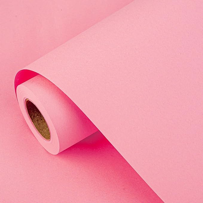 Retrify Pink Kraft Paper Roll 17 Inches x 32.8 Feet - Solid Color Gift Wrapping Paper for All Occasion Wedding, Bridal Shower, Mother's Day, Valentine's Day, Table Runner, Wrapping Bouquet Flower