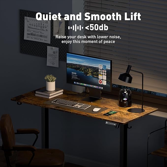 48 x 24 Inch Electric Standing Desk Adjustable Height, Sit Stand Desk, Stand up Desk for Home Office, Computer Workstation (Spliced Desktop,Rustic Brown)