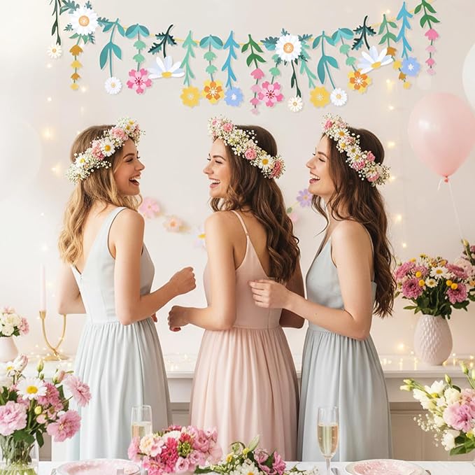 Wildflower Garland Flower Banner for Wildflower Party Decorations Floral Daisy Banner for Spring Party Supplies Baby Shower Decor Birthday Tea Party Decorations Wedding Decor