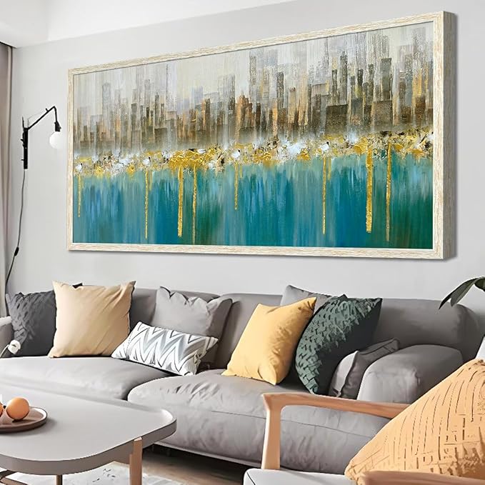 Ardemy Extra Large Framed Wall Art Abstract Canvas Modern Gold Textured Wall Decor Living Room Painting Picture Artwork Bedroom Home Office, 58"x29"