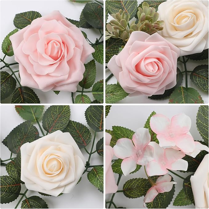 Senseya Artificial Rose Flower Runner Rustic Flower Garland Floral Arrangements Wedding Ceremony Backdrop Arch Flowers Table Centerpieces Decorations