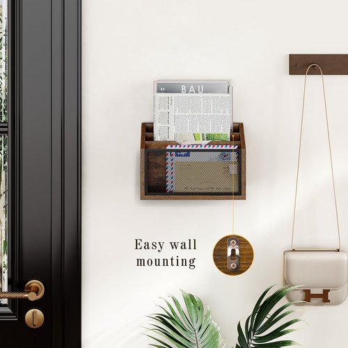 Mail Organizer by [Brand Name] - Wall-Mounted 3-Slot Mail Sorter | Stylish Home Office Desk Holder
