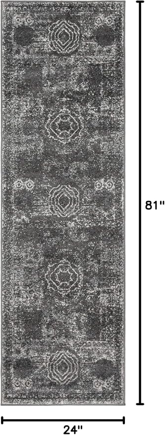 Unique Loom Bromley Collection Area Rug - Wells (2' x 6' 9" Runner, Dark Gray/ Gray)