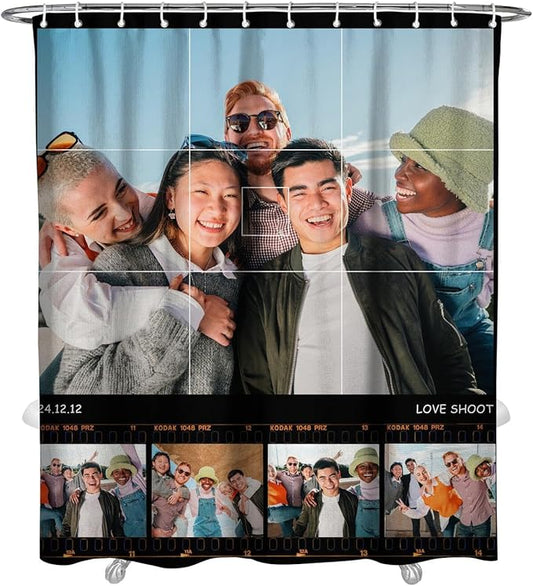 Personalized Shower Curtain Set Custom Photo Shower Curtains Modern Minimalist Home Bathroom Curtain Decor with 12 Hooks 72 Inch Wide * 84 Inch High
