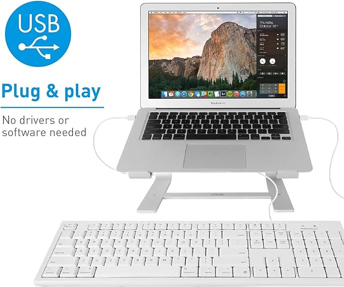 Macally Full-Size USB Wired Keyboard for Mac Mini/Pro, iMac Desktop Computer, MacBook Pro/Air Desktop w/ 16 Compatible Apple Keyboard with Numeric Keypad, Rubber Domed Keycaps - Spill Proof
