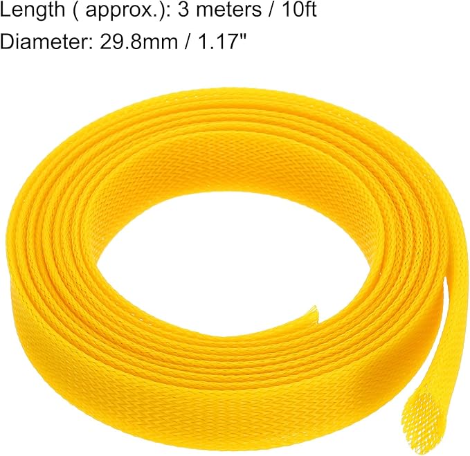 uxcell Expandable Sleeving,1 3/16-inch 10ft Cable Sleeve, Yellow