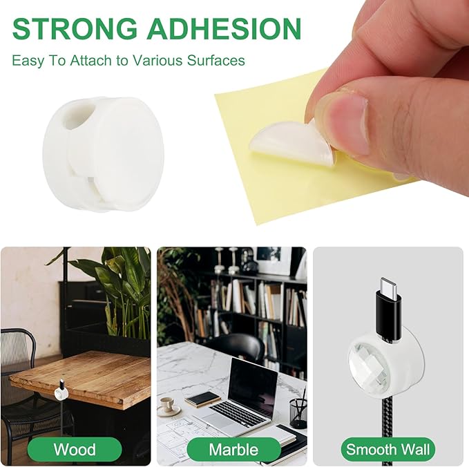 PATIKIL Cable Organizer Holder, 12 Pcs Magnetic Spring Desk Cable Management Clips Adhesive Cord Holder Keeper for Office Desktop Wall Car, White