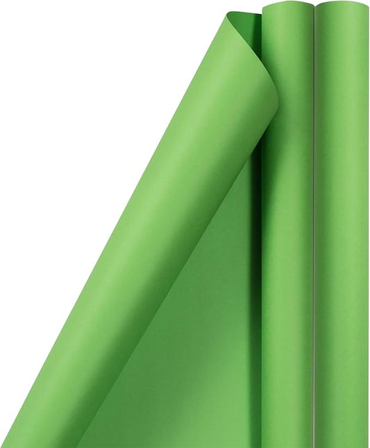 JAM Paper Gift Wrap - Matte Wrapping Paper - 50 Sq Ft Total (30 in x 10 Ft Each) - Matte Lime Green - 2 Rolls/Pack