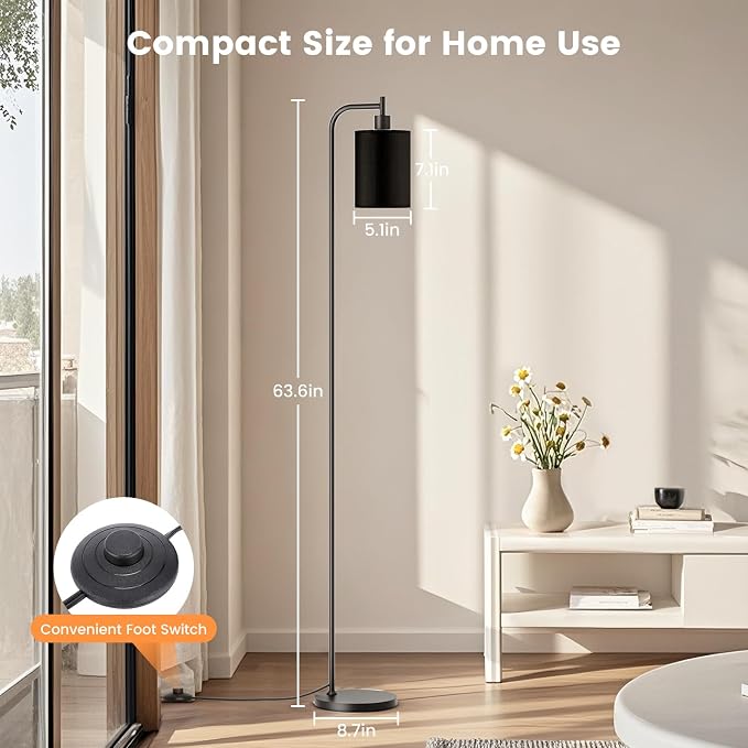 SIBRILLE Floor Lamp with Linen Shade, Dimmable Tall Standing Lamp with Remote Control & 3 Color Temperatures, Modern Floor Lamps for Living Room Bedroom Office Corner, 9W LED Bulb Included