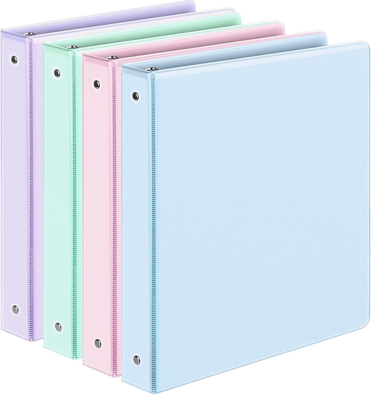 Sooez 1” Three Ring Binder - Eco-Friendly & PVC Free with Customizable Clear View Cover | 4 Pack, Pastel Colors for School & Office