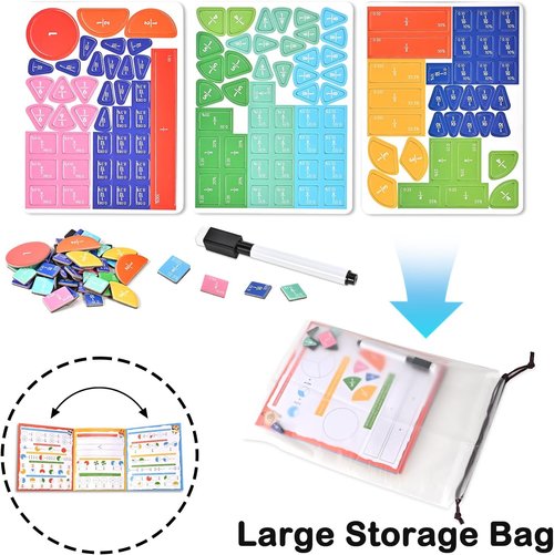 Magnetic Fraction Demonstration Book by [Brand Name] - Hands-On Fraction Tiles & Circles for Kids | Visual Math Learning Set