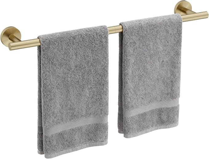 Brushed Gold Towel Bar, 24 Inch Bathroom Towel Rack (Total Length 26-Inch), Towel Holder Wall Mounted, Thicken SUS304 Stainless Steel Towel Rod Modern Home Decor