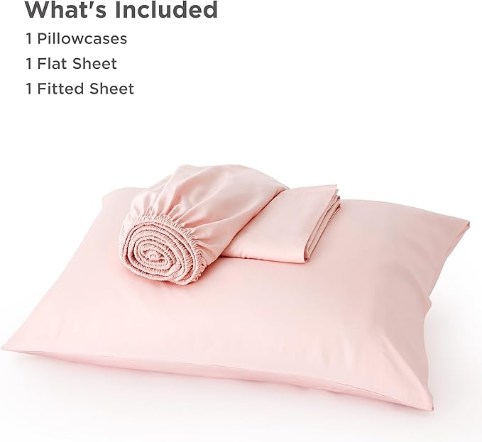 Bedsure Cooling Sheets Twin, Rayon Derived from Bamboo, Breathable & Soft Twin Sheets Set, Deep Pocket Up to 16 Inches, Hotel Luxury Silky Bedding for Hot Sleepers, Pink