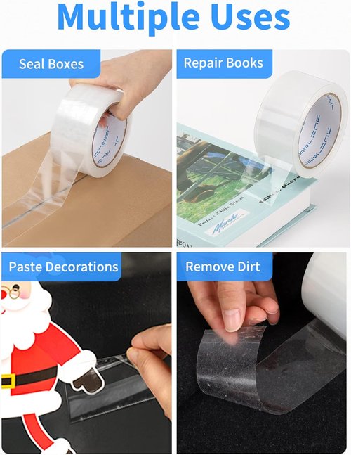 JARLINK Heavy Duty Stretch Film Bundle - 12 Clear Packing Tapes, 2.0mil Thick, 1.88" Wide, 720 Yards Total