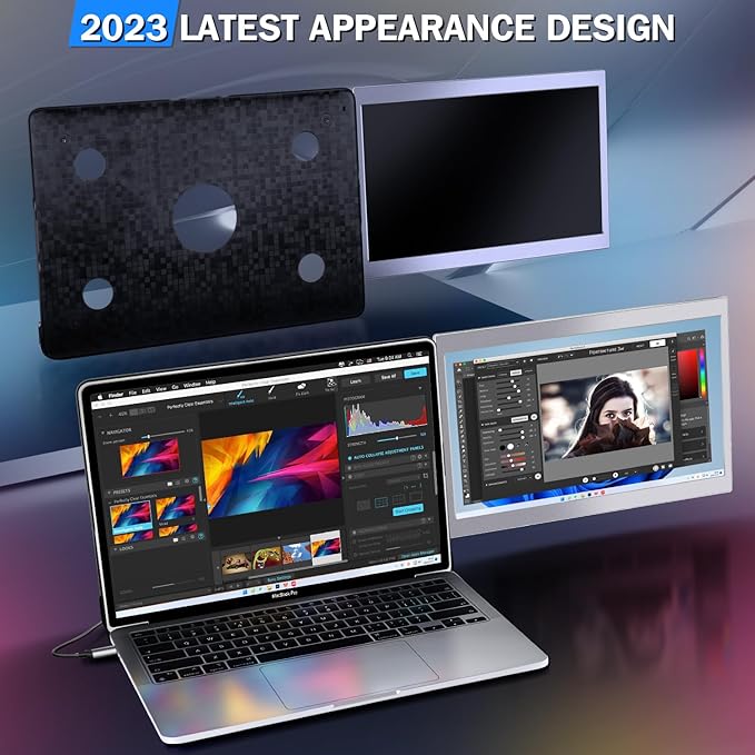 CopGain 12'' Portable Monitor for Laptop Screen Extender for 14.2'' MacBook, Designed for MacBook Screen Extender FHD 1080P IPS Display Plug and Play P1M