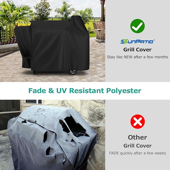 SunPatio Grill Cover Compatible with Pit Boss 820, 850, Durable Waterproof Wood Pellet Grill Cover, UV & Fade Resistant Outdoor BBQ Protector