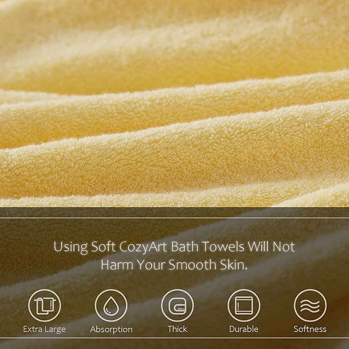 COZYART Yellow Hand Towels for Bathroom 4 Pcs, 13x30 100% Cotton Guest Hands Towel Set Super Soft Highly Absorbent Durable 650 GSM for Daily Use