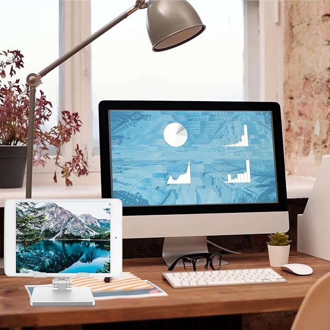 VERDANVERSE Adjustable Foldable Tablet Stand Holder for Desk Metal Tablet Bracket Compatible with Ipad and Laptop Multi-Angle Holder Organizer for Home and Office Use