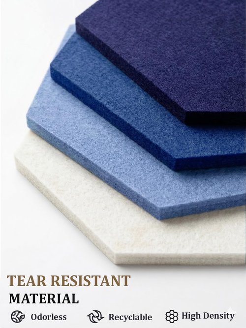 Hexagon Felt Bulletin Board Tiles by [Brand Name] - 12" Large Thick Pin Board for Home & Office Decor | 8 Pack with 30 Push Pins