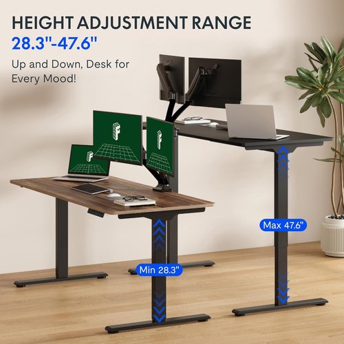 FLEXISPOT Electric Standing Desk - 79"x32" Dual Motor, Black Walnut Finish | 198 LBS Capacity for Home Office & Creative Use