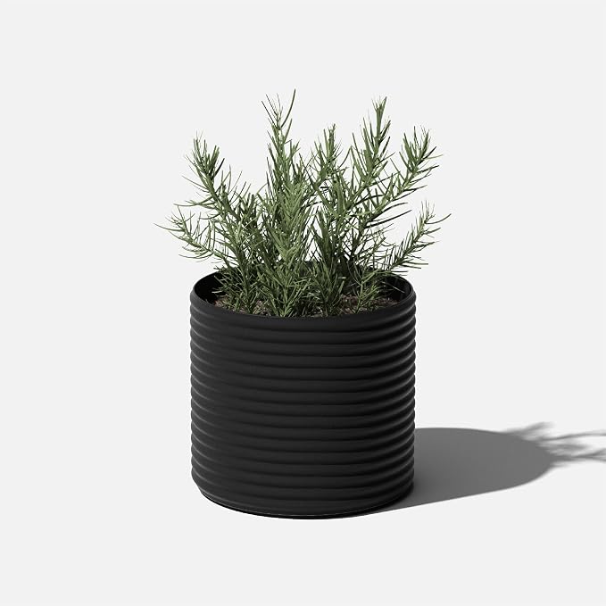 Veradek Mod Series 13" Short Planter for Patio & Backyard | Durable Plastic-Stone Material | Modern Décor for Plants & Flowers