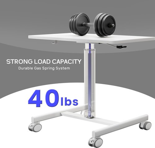GallopFun Mobile Laptop Desk - Adjustable Height Portable Workstation with Wheels | White Finish
