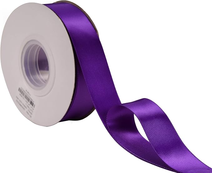 YAMA Double Face Satin Ribbon - 1 inch 25 Yards for Gift Package Wrapping,Floral Design,Hair Accessories,Crafting,Sewing,Wedding Decor, Purple