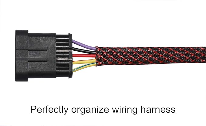 100ft - 1/4 inch PET Expandable Braided Sleeving – BlackRed – Alex Tech Braided Cable Sleeve