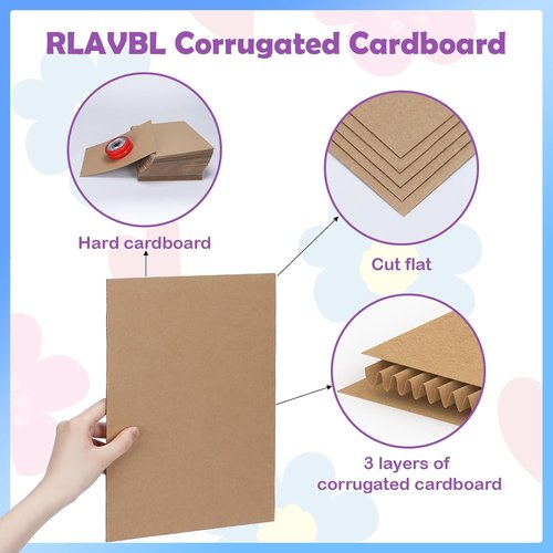 RLAVBL 50 Pack Corrugated Cardboard Sheets - 8.5x11 Flat Inserts for Shipping, Mailing & Crafts
