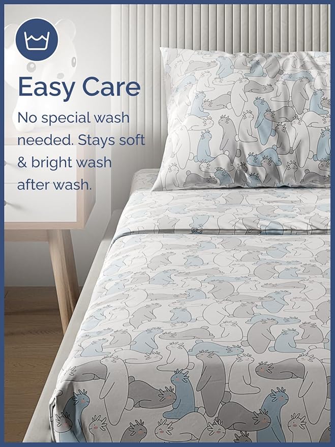 Kids Monsters Full 4 Piece Sheet Set - Boys, Girls, Teens, Toddler - Easy Fit Deep Pockets - Breathable, Hotel Quality Bedding Sheets - Machine Washable - Wrinkle Free - Cute, Cozy, Soft - CGK Linens
