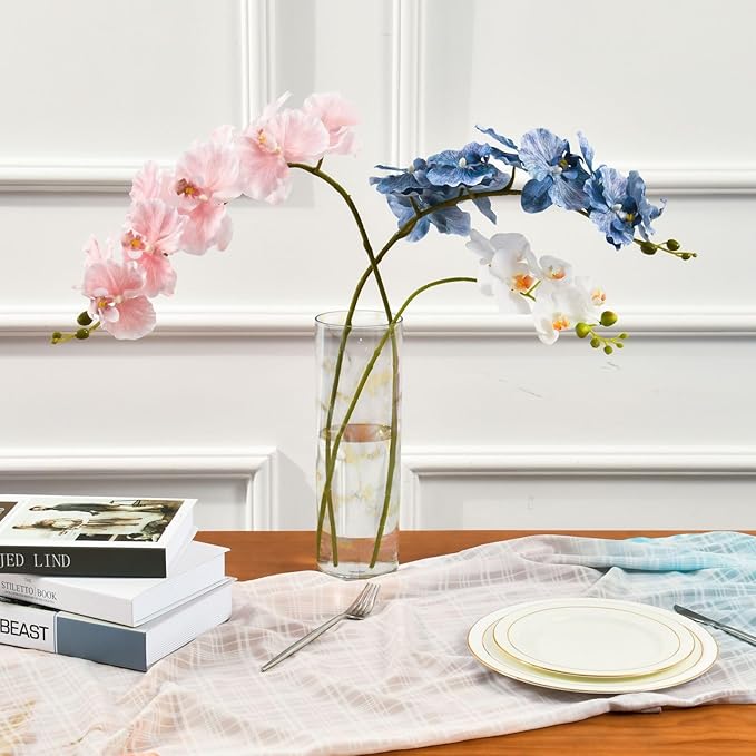 Vase Plastic Vase Elegant Cylinder Flower Vase Shatterproof Decorative Centerpiece for Home Table Office Weddings Events (11.8 x 3.9 in)