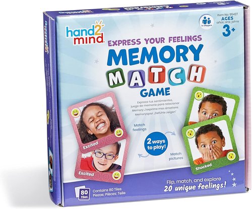 Hand2Mind Express Your Feelings Memory Match Game - Emotion Cards for Kids | Enhance Emotional Intelligence & Social Skills
