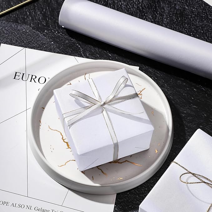 RUSPEPA White Matte Wrapping Paper - Solid Color Pearly - luster Paper Perfect for Wedding, Birthday, Christmas, Baby Shower -17 Inches X 32.8 Feet