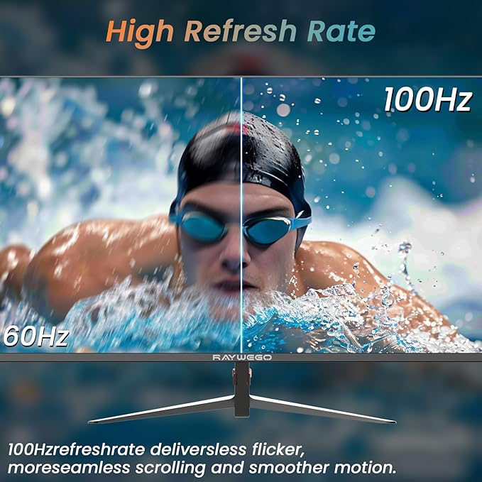 27 inch Gaming Monitor 100Hz Computer Monitor Built-in Speakers Full HD 1920 x 1080P with HDMI DP Interface Eye Care Frameless with 3-Side Virtually Borderless Design VESA（100 x 100mm）