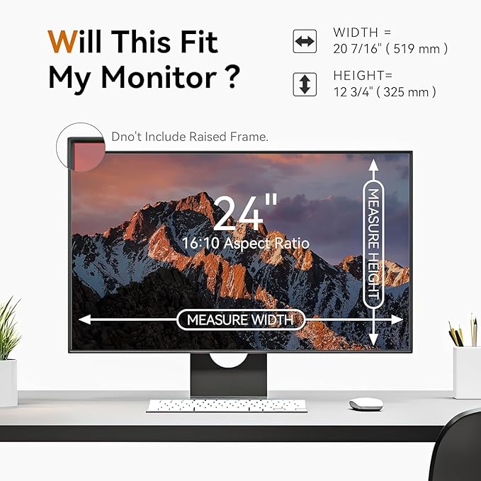 [5-Pack] 24 Inch Computer Privacy Screen for 16:10 Widescreen Monitor, Anti Glare Anti-UV Eye Protection Desktop PC LED Monitor Filter, Removable Anti-Scratch Screen Film 24in