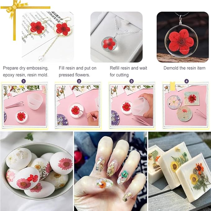37Pcs Red Dried Pressed Flowers Natural Dried Flowers for Resin,Real Pressed Flowers for Crafts,Dry Flowers for Resin Molds DIY Scrapbookin Candle Jewellery Making