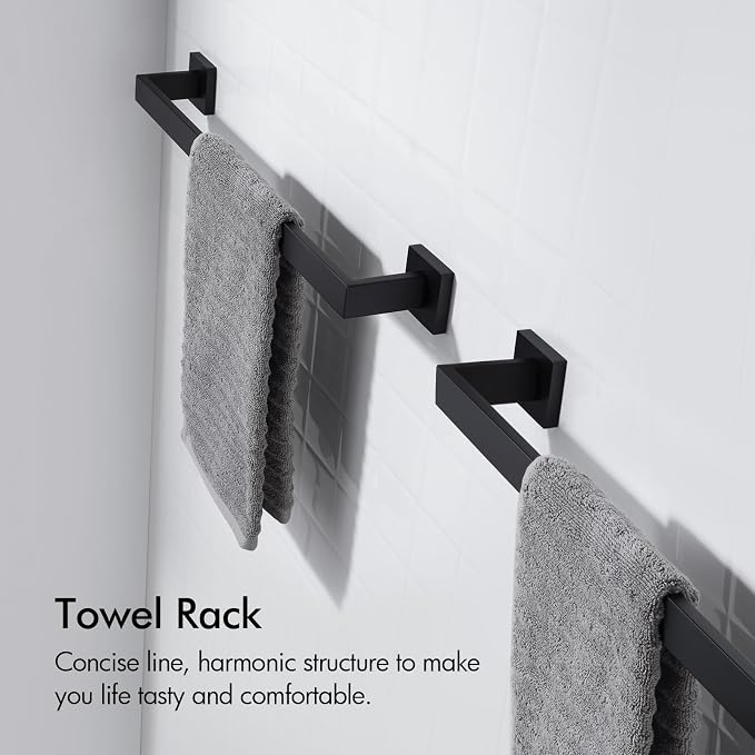 BANOLUX Towel Rack, 12-Inch Towel Bars for Bathroom, Plainshe Towel Rail Towel Racks for Bathroom Wall Mount SUS304 Hand Towel Holder Heavy Duty, Matte Black Towel Bar 2 Pack, A7-TB-MB-12IN-2PACK