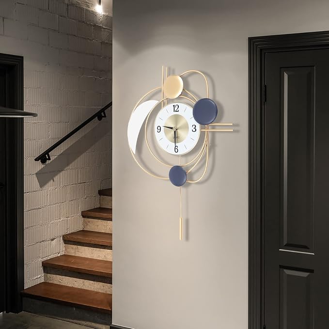 28Inch Modern Wall Clock for Living Room, Large Decorative Art Clock Silent Battery Operate, Modern Metal Wall Clocks for Living Room,Kitchen,Home,Bathroom,Bedroom Wall Decor (19.29*27.95in)