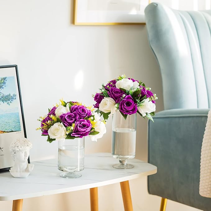 Flower Centerpieces for Wedding Tables: Wedding Table Decorations Purple & White Flower Balls Centerpieces for Engagement Cerebration Party Center Pieces 10 Packs