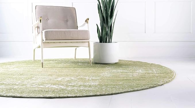 Unique Loom Bromley Collection Area Rug - Wells (3' Round, Green/ Ivory)